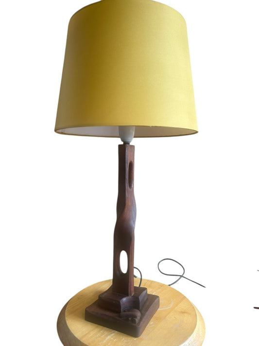 Hand Carved  Vintage Teak Table Lamp