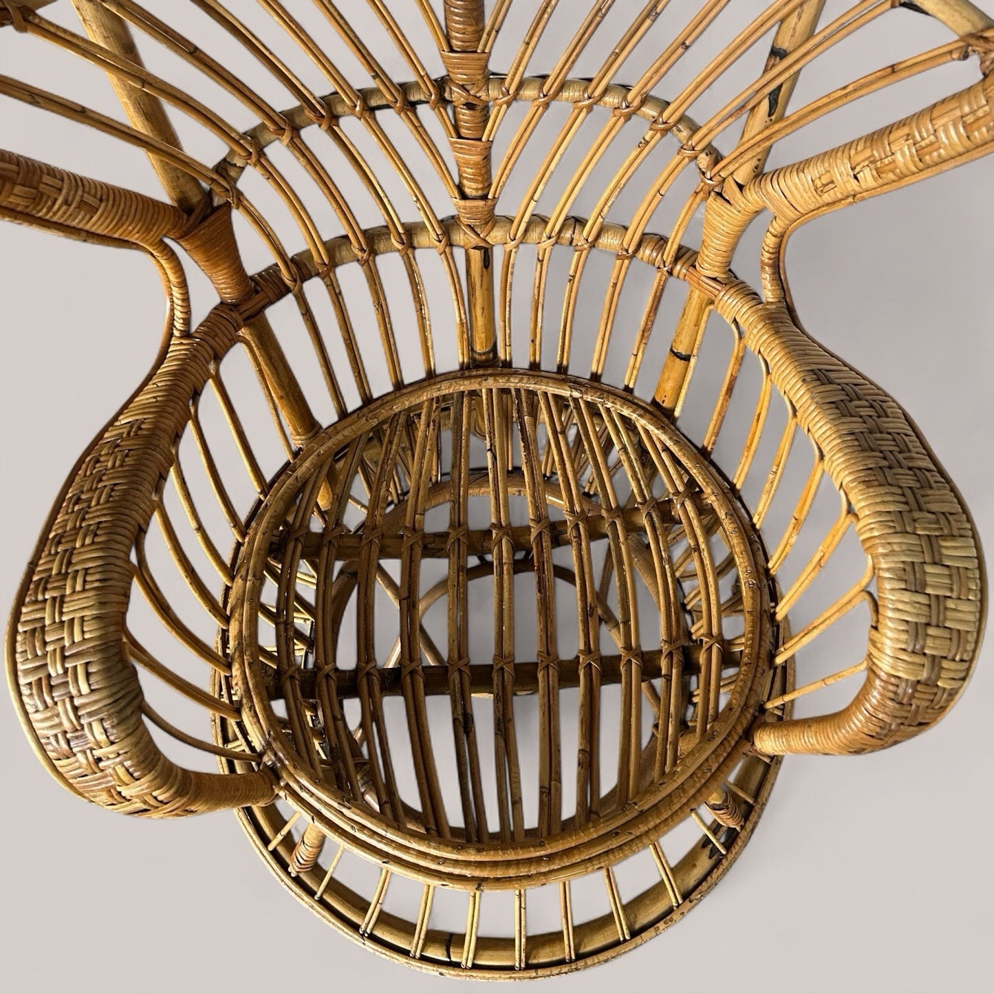 70s Wicker Peacock Throne Chair By Gio Ponti