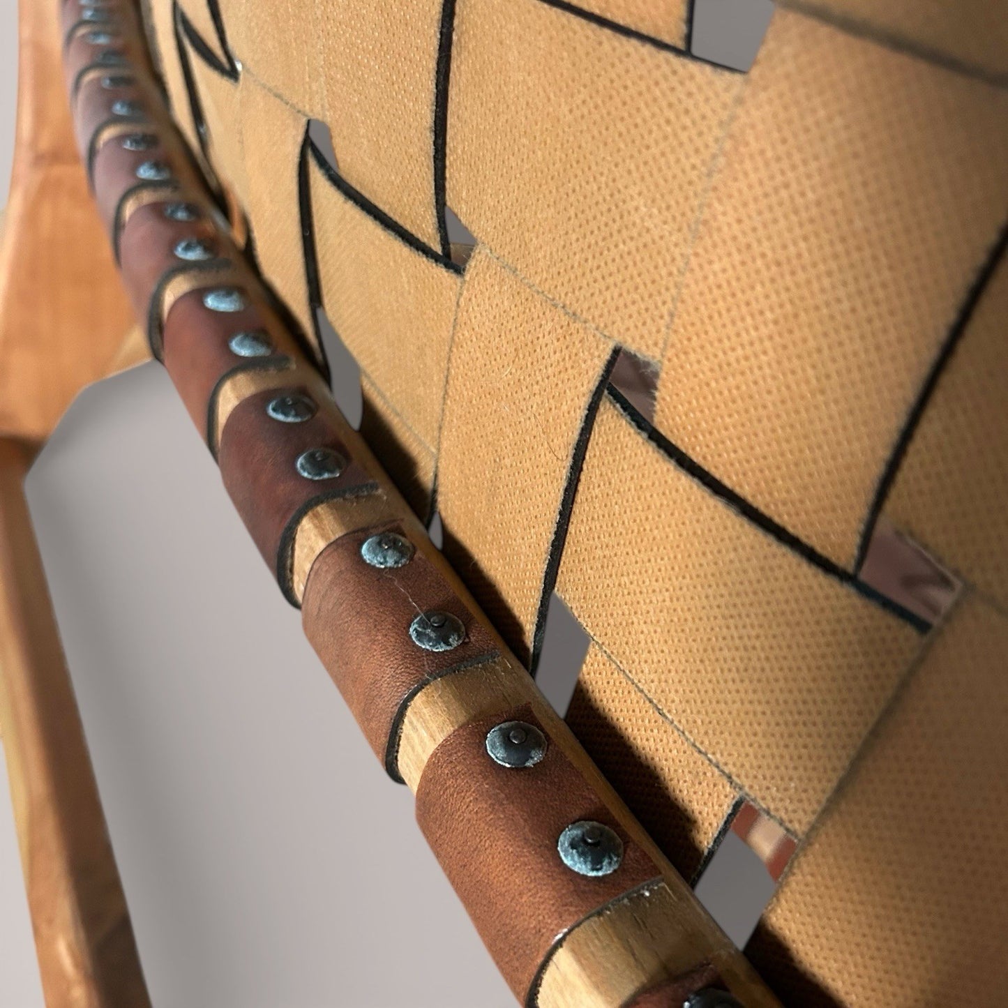 Scandinavian Style Woven Leather Lounge Chair