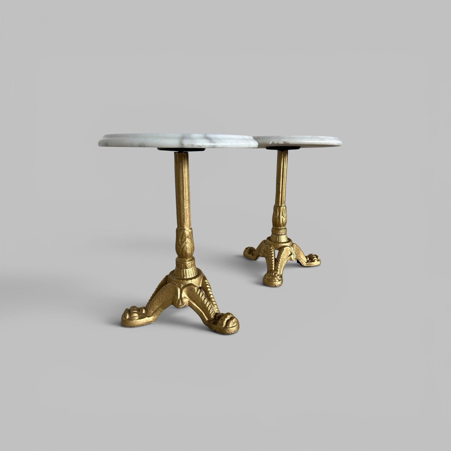 Pair of Vintage Side Tables – Marble Tops and Gilt Metal Bases