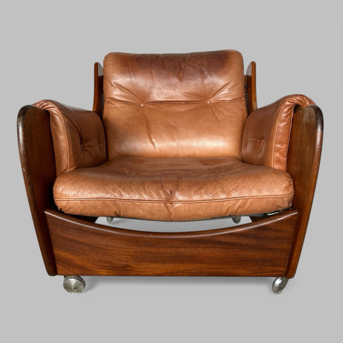 G Plan Saddleback Leather Armchair Teak Frame Mid Century