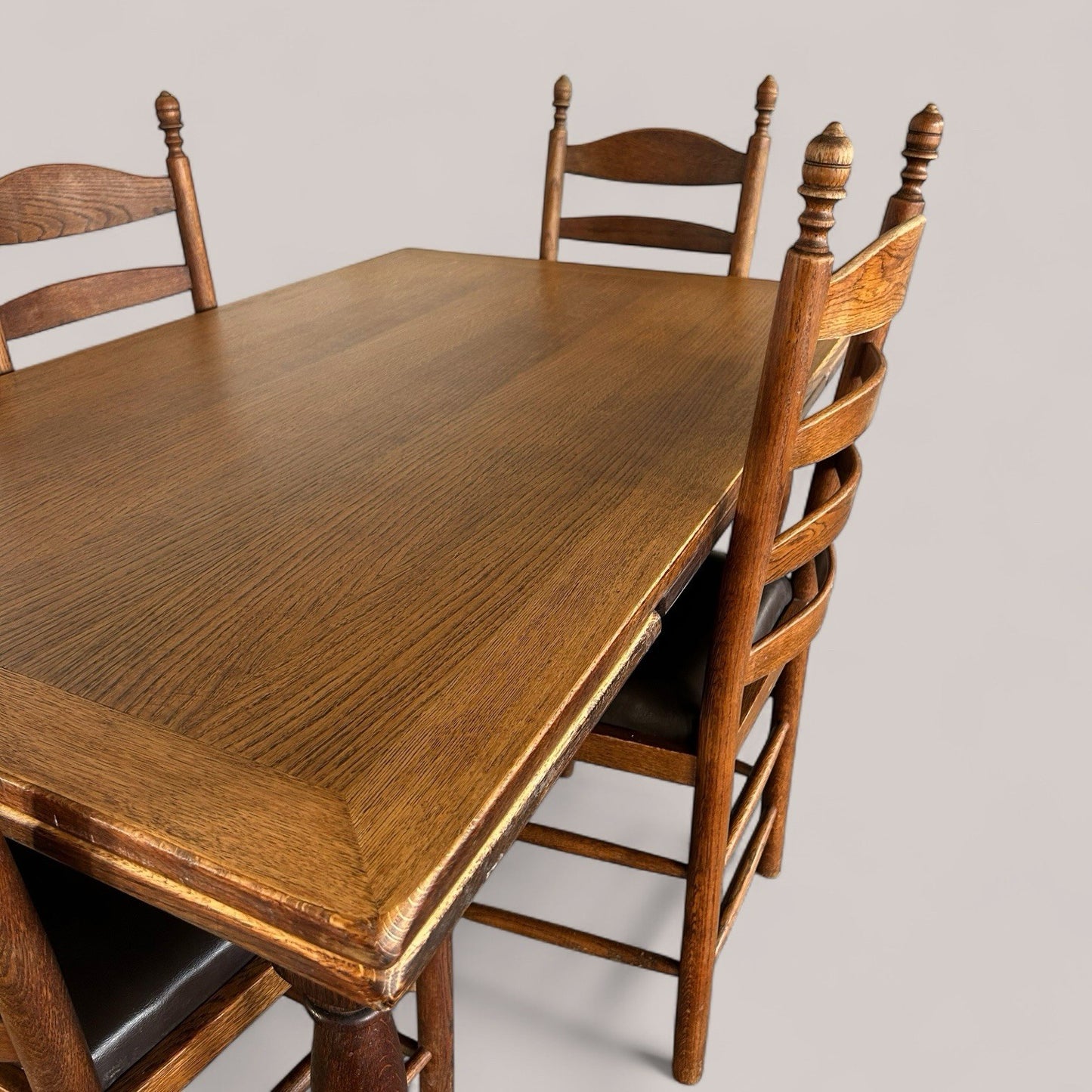 4 SOLID OAK FARMHOUSE DINING CHAIRS