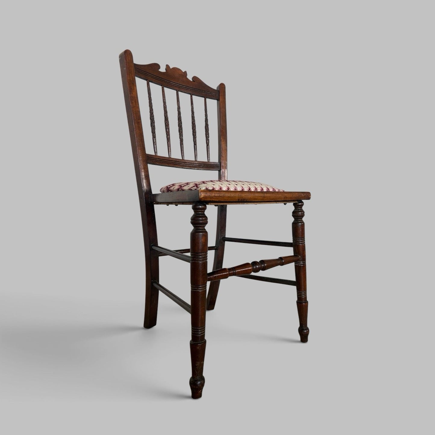 Edwardian Oak Side Chair with Barley Twist Back