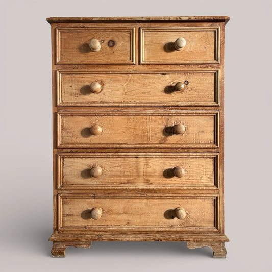 Antique rustic pine chest of drawers
