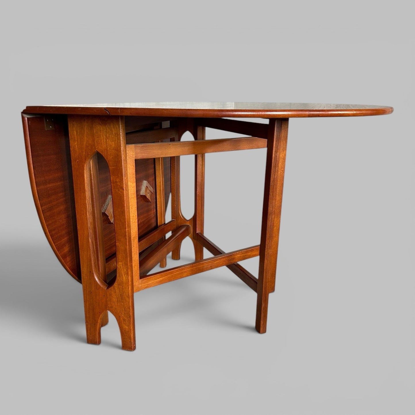 Mid Century Teak Oval Drop Leaf Dining Table by A.H. McIntosh