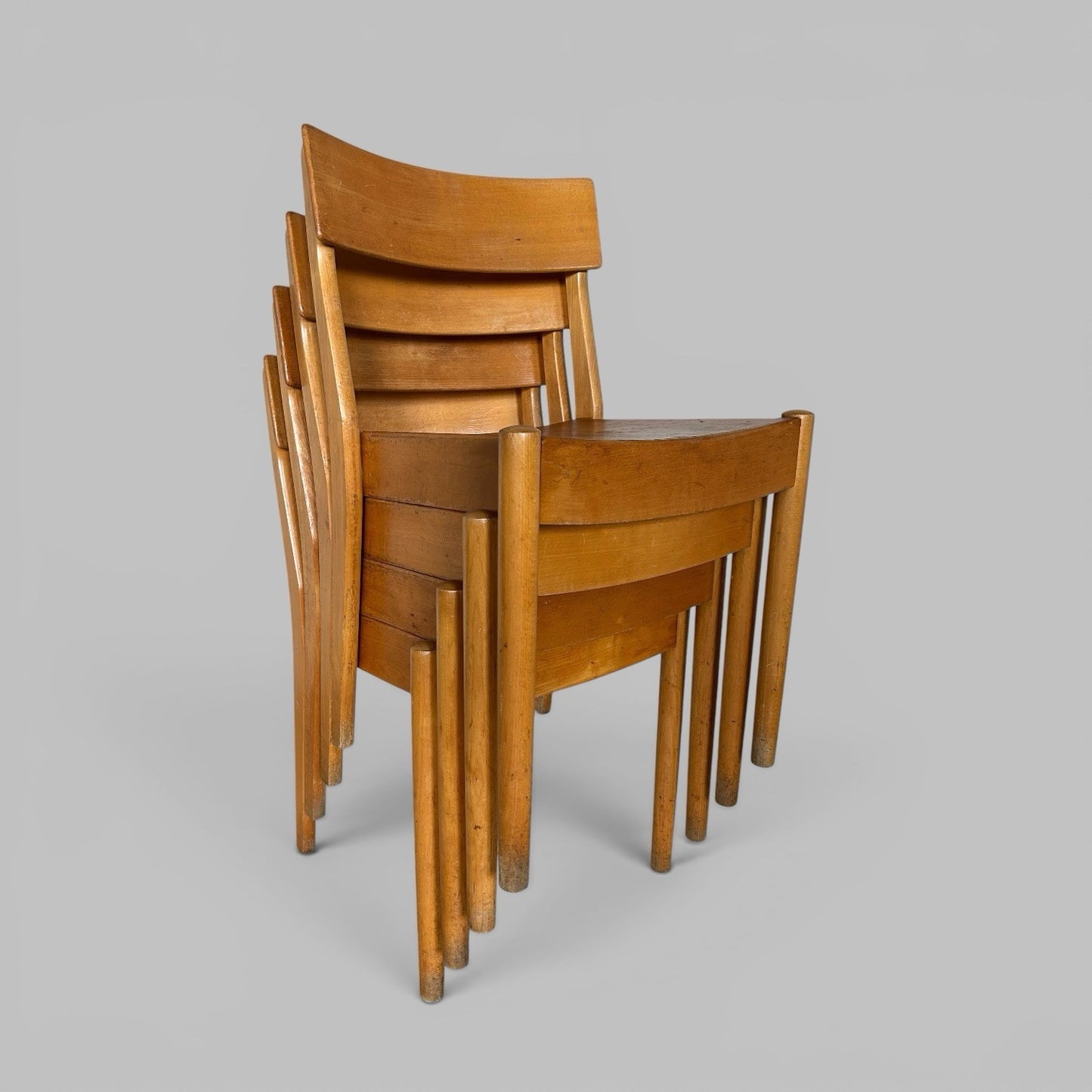 Danish Beech Stacking Dining Chairs - by FDB Møbler