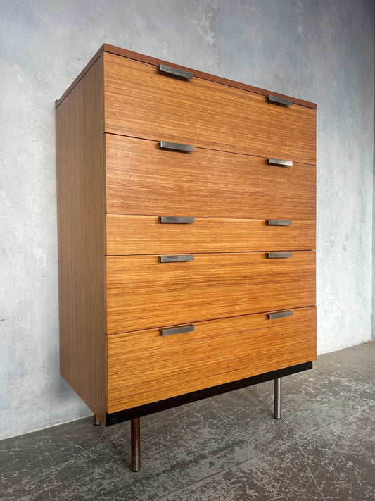 Vintage Stag Fineline 1960s Tallboy Chest of Drawers