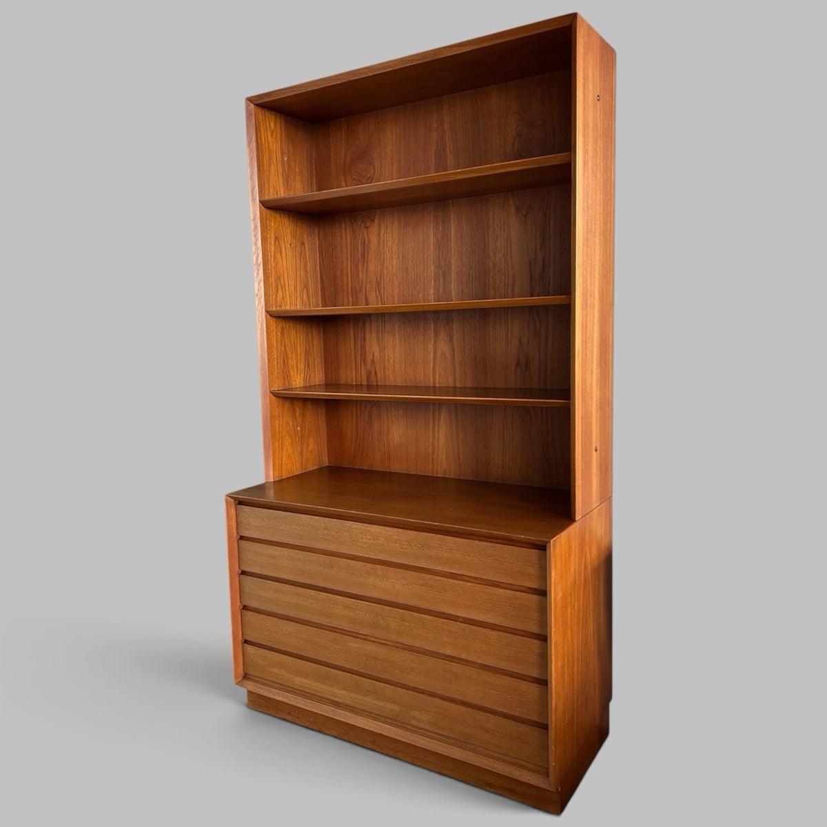 Poul Hundevad Danish 1960s Teak Five Drawer Bookcase Unit