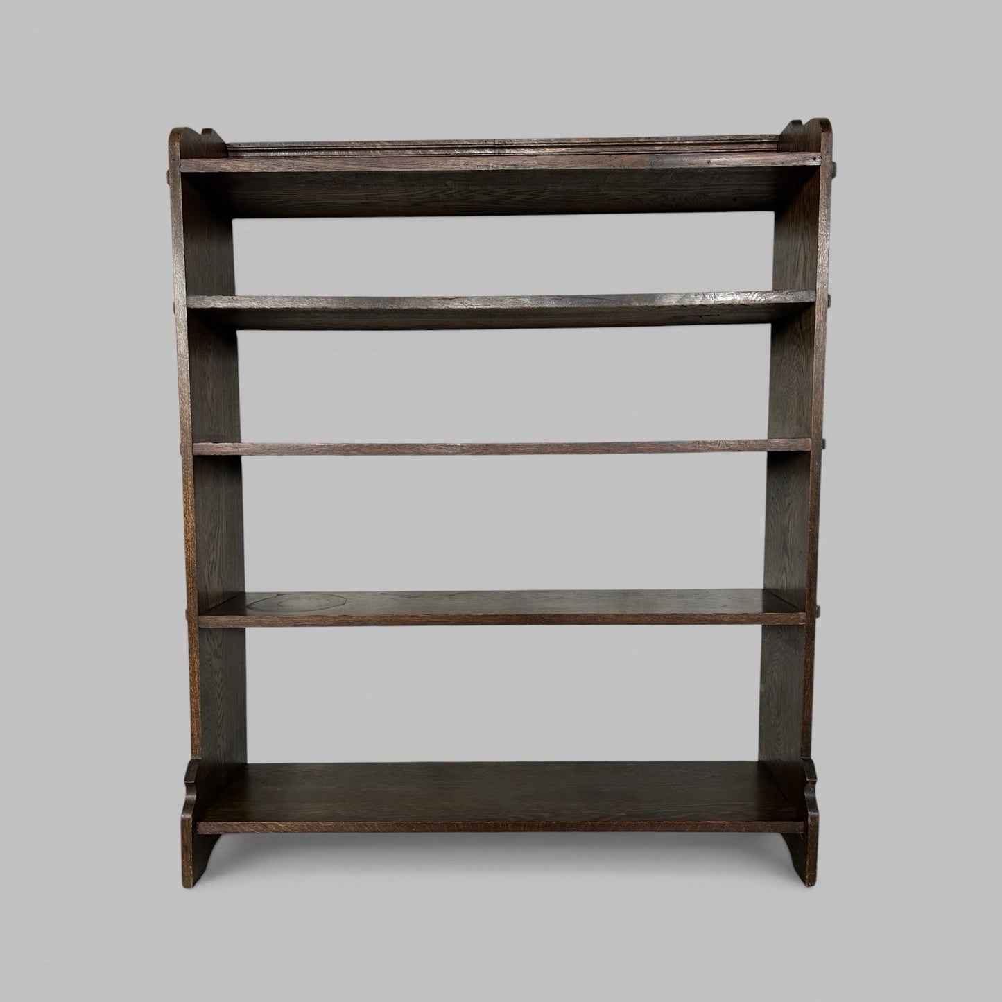 Arts and Crafts Oak Bookcase – Open Shelving with Pegged Details