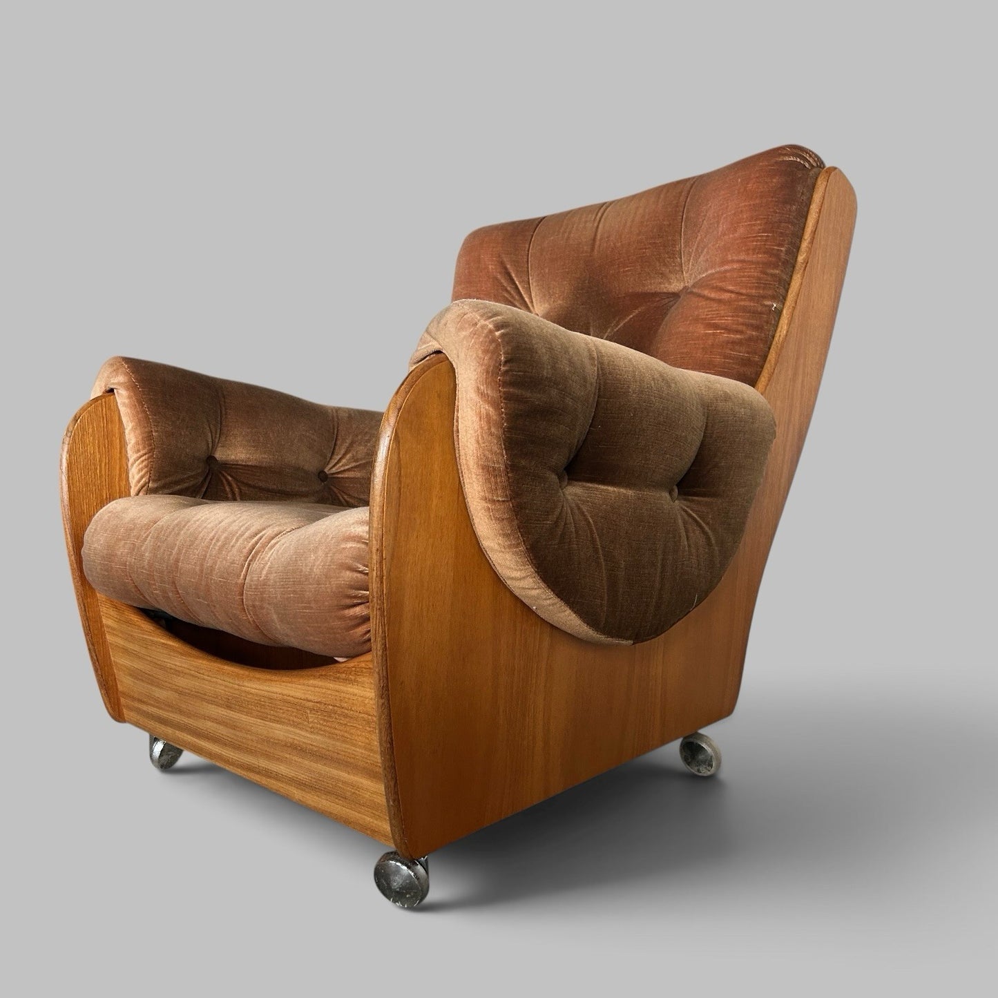 Vintage G Plan Saddleback Brown Velour Armchairs – Pair