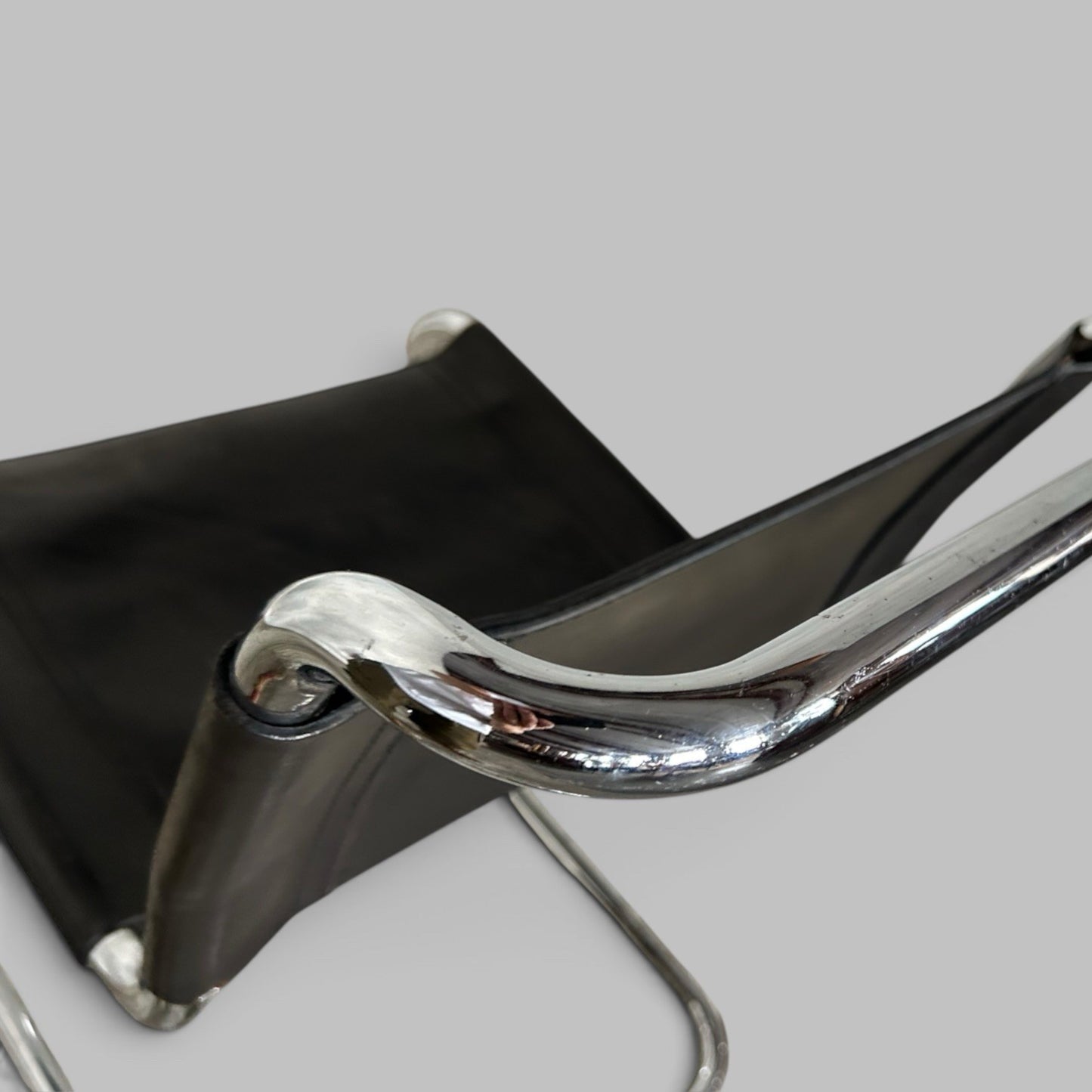 Pair of Italian Black Leather & Chrome Cantilever Chairs