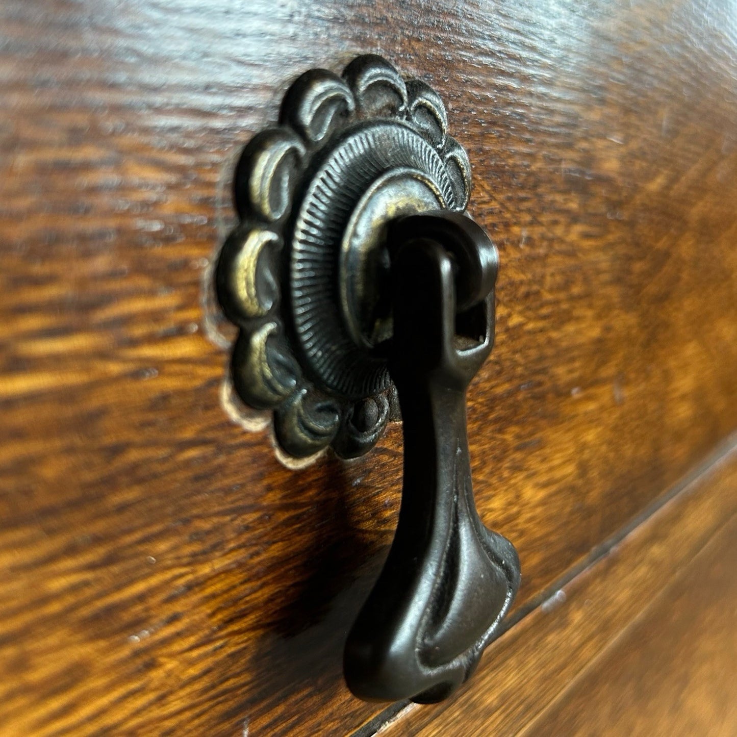 Antique Solid Oak Dresser with Mirror – Vintage Vanity Chest of Drawers