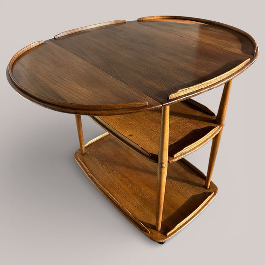 Mid-century Ercol metamorphic hostess trolley with drop-leaf top