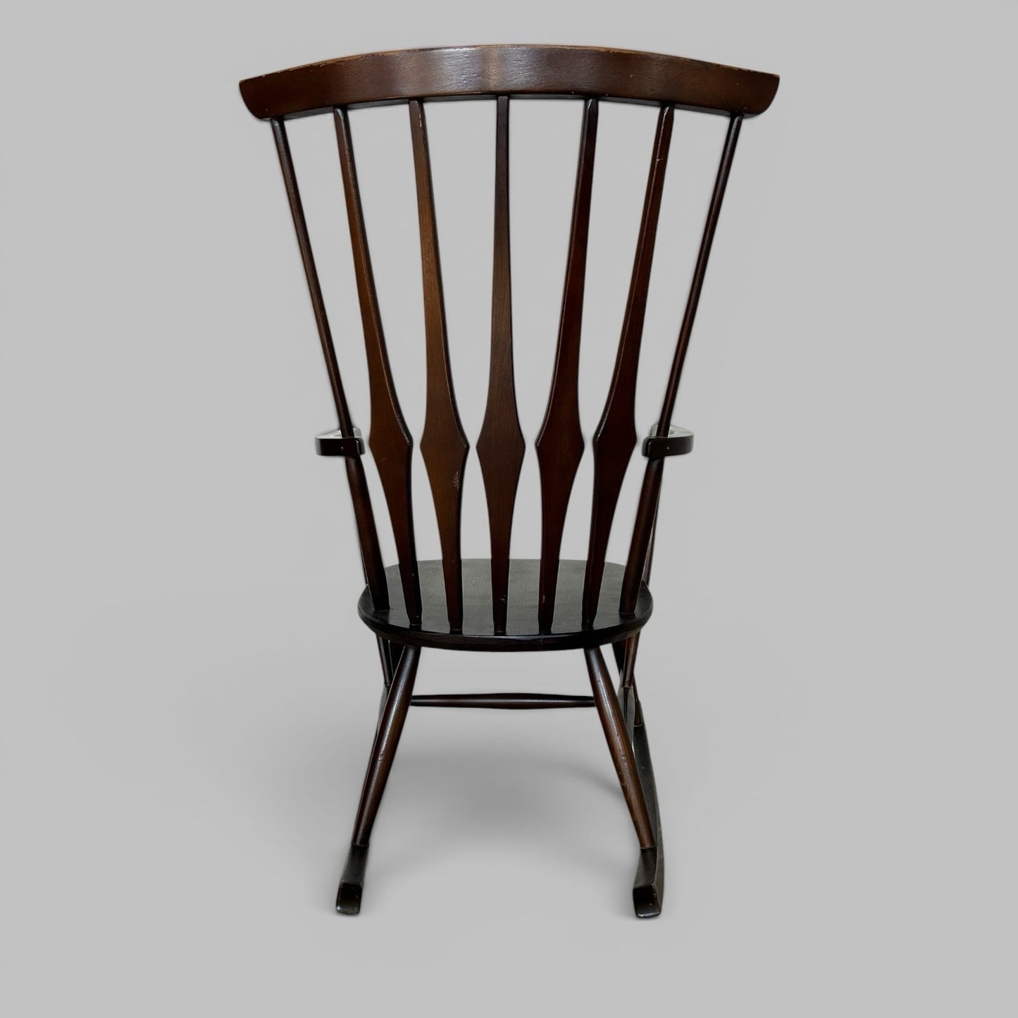 Mid Century Wooden Rocking Chair with Spindle Back