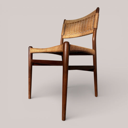 Set of 4 Danish Teak & Cord Dining Chairs