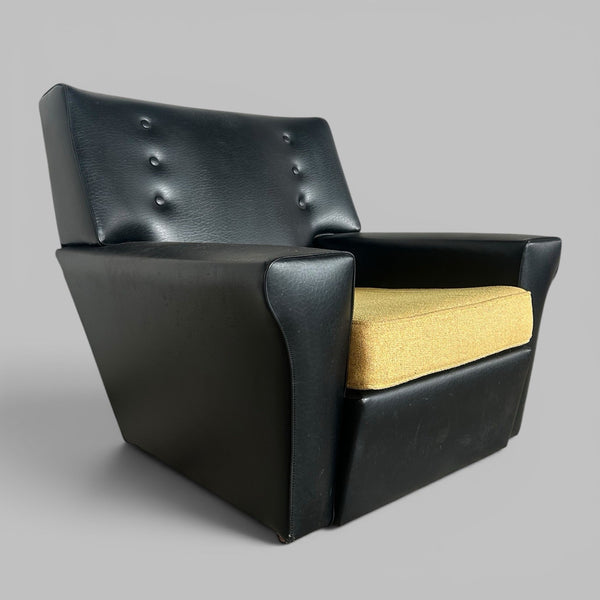 1960s Black Vinyl Lounge Armchair