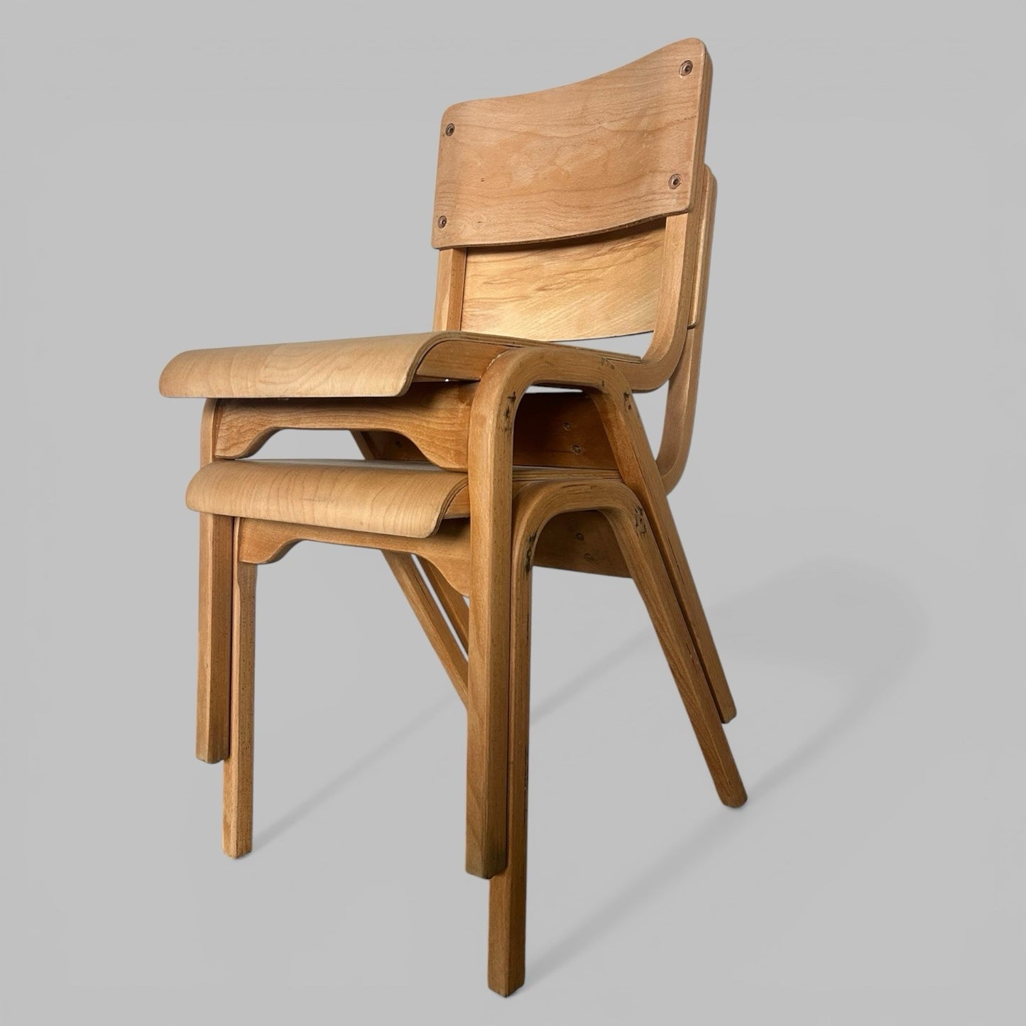 Pair of Bentwood Stacking School Chairs