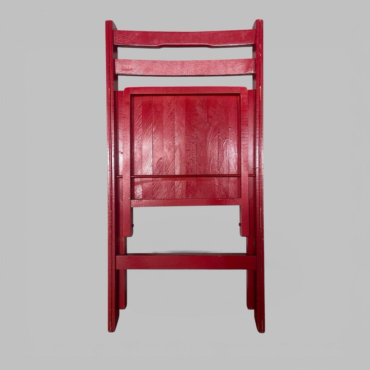 Red Folding Chair – Wooden Slatted Seat Compact Occasional Chair
