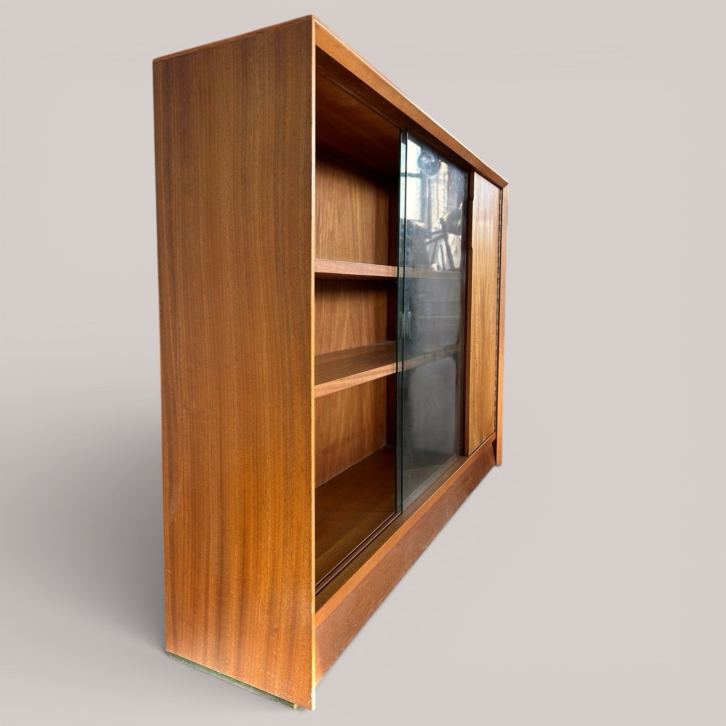 Mid-Century Glazed Teak Bookcase with Cupboard – Gibbs