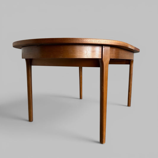 Mid Century Teak Extending Oval Dining Table