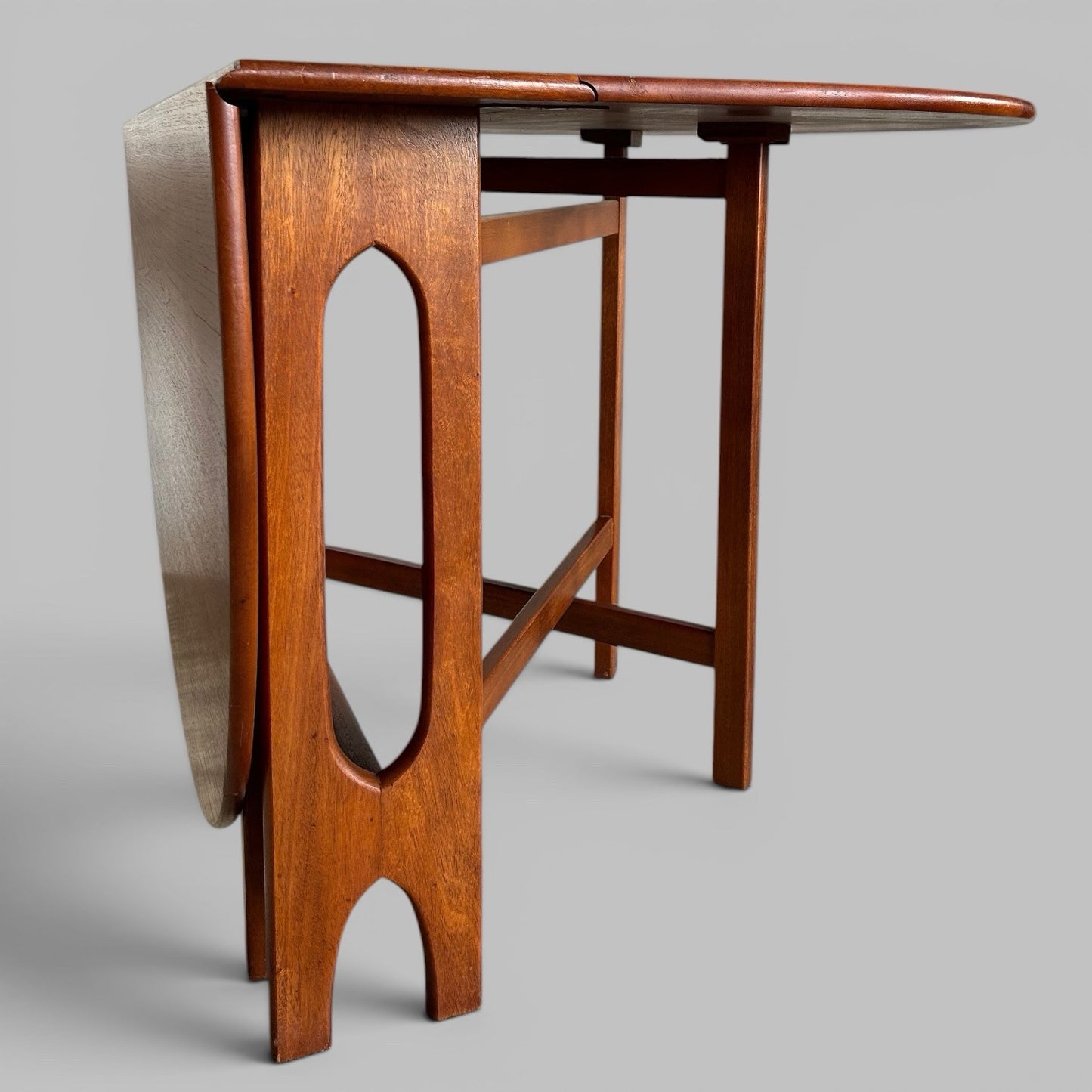Mid Century Teak Oval Drop Leaf Dining Table by A.H. McIntosh