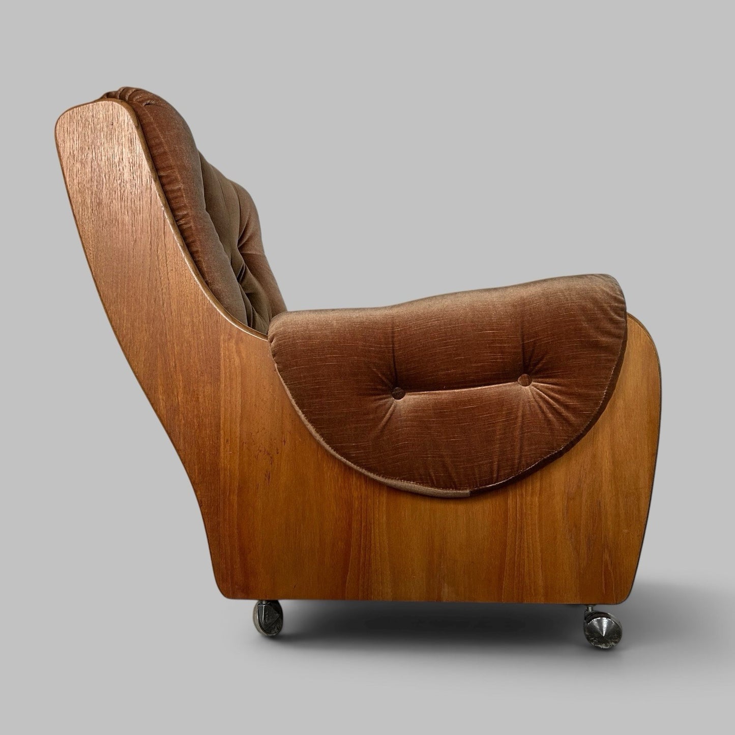 Vintage G Plan Saddleback Brown Velour Armchairs – Pair