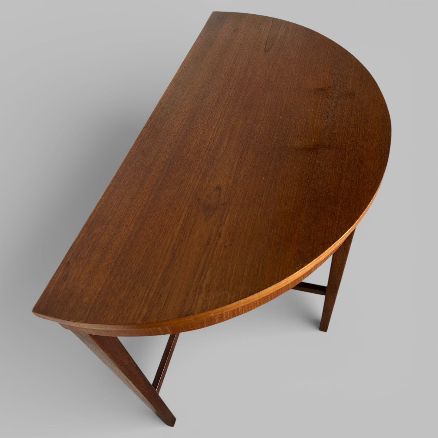 Mid Century Teak Demi Lune Table – Semi Circular Console / Hall Table