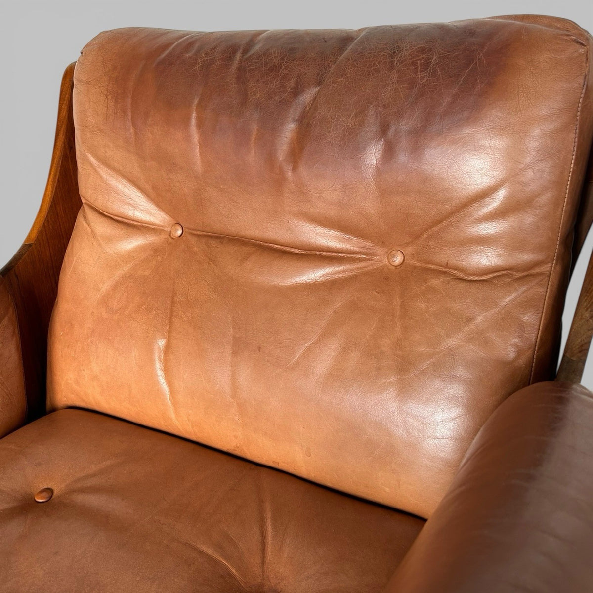 G Plan Saddleback Leather Armchair Teak Frame Mid Century
