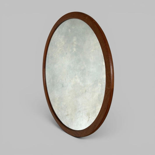 Mid Century Teak Round Wall Mirror