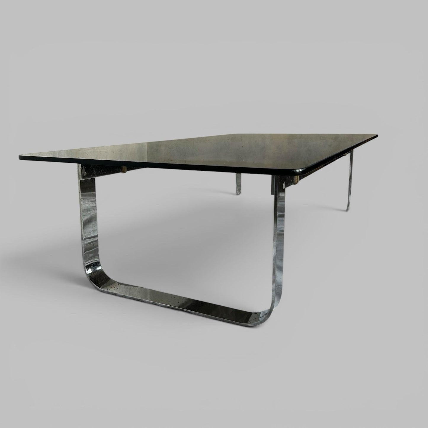 1970s Coffee Table – Smoked Glass and Chrome Frame