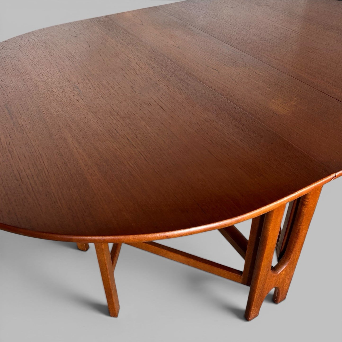Mid Century Teak Oval Drop Leaf Dining Table by A.H. McIntosh