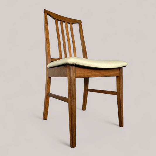 Set of 4 Mid-Century Solid Teak Dining Chairs – Slatted Back, 1960s Design