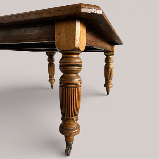 Antique Solid Oak Wind Out Extending Dining Table by Joseph Fitter