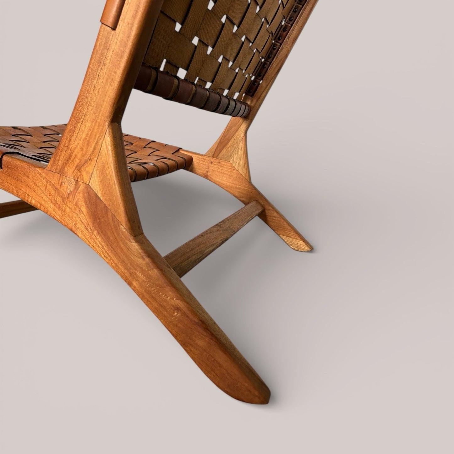 Scandinavian Style Woven Leather Lounge Chair