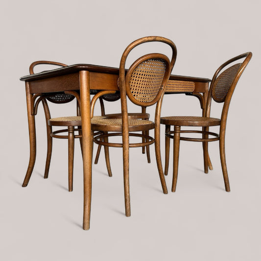 Vintage Thonet-Style Dining Set – Beech and Cane
