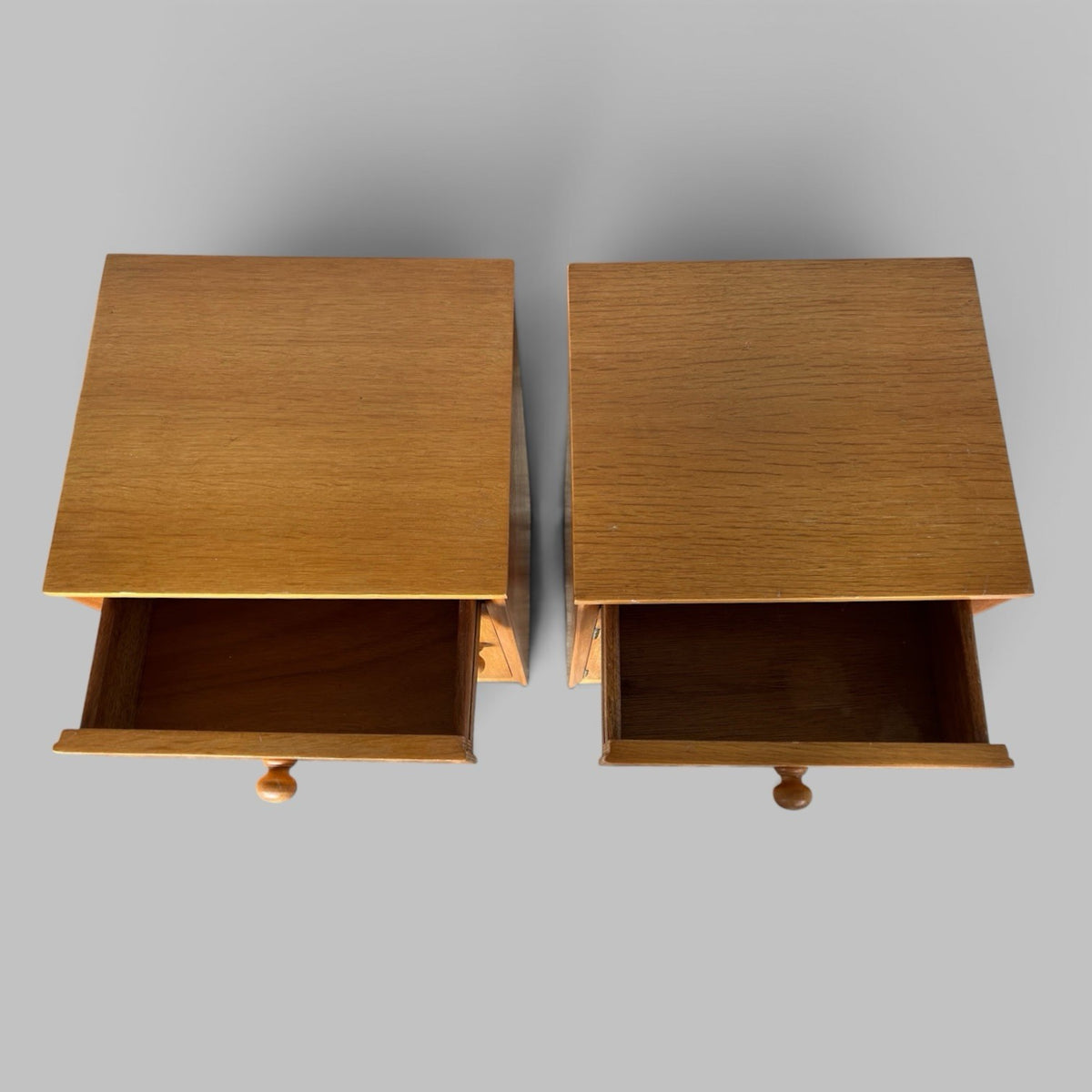 Pair of Light Teak Mid-Century Bedside Cabinets