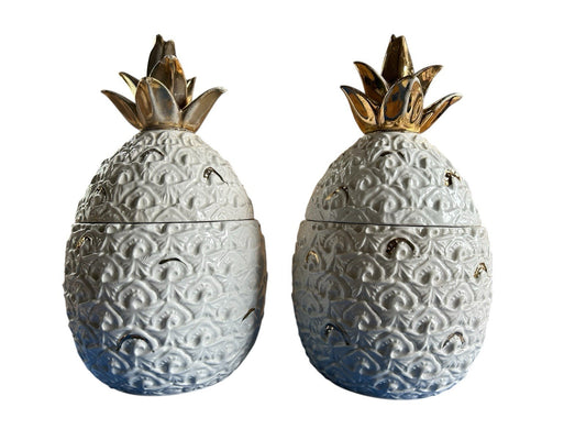 Pair Of Vintage Italian Ceramic  Pineapples