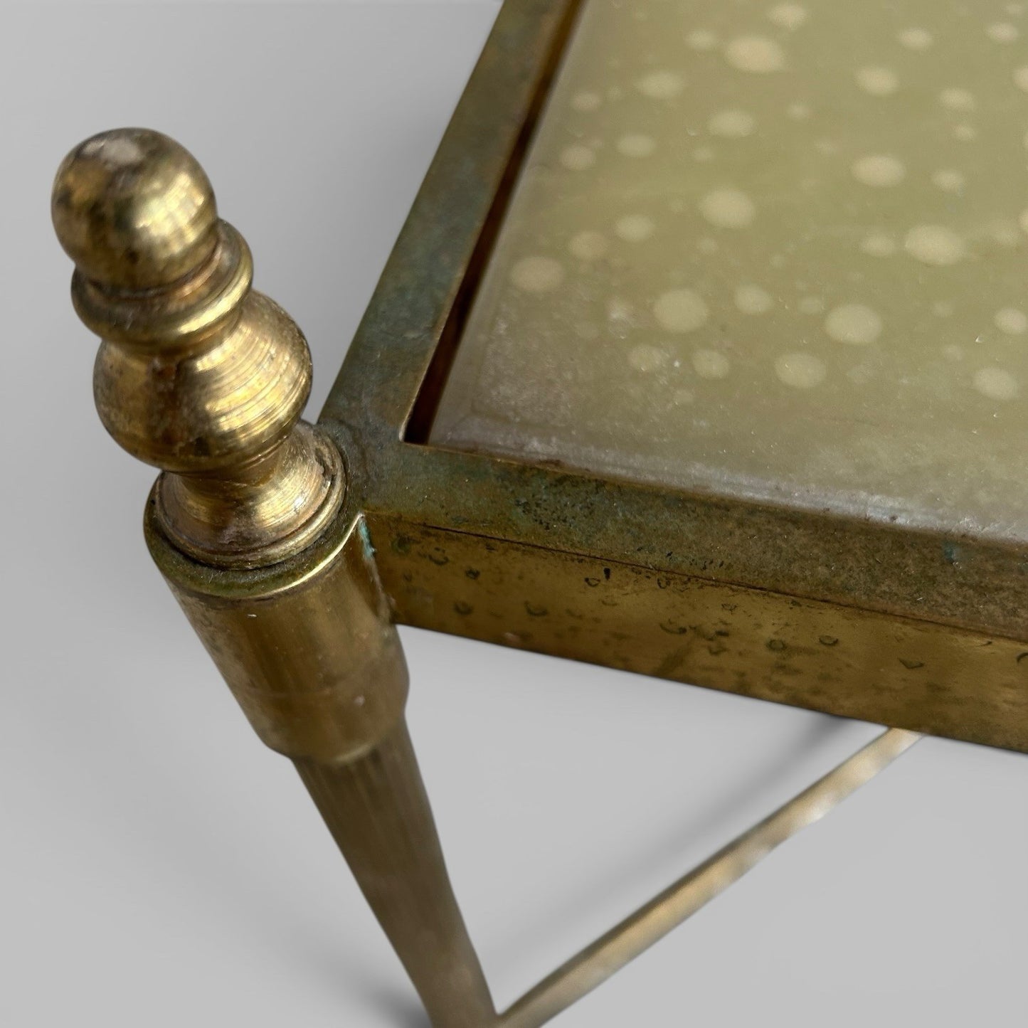 Vintage Solid Brass & Onyx Side Table - Hollywood Regency
