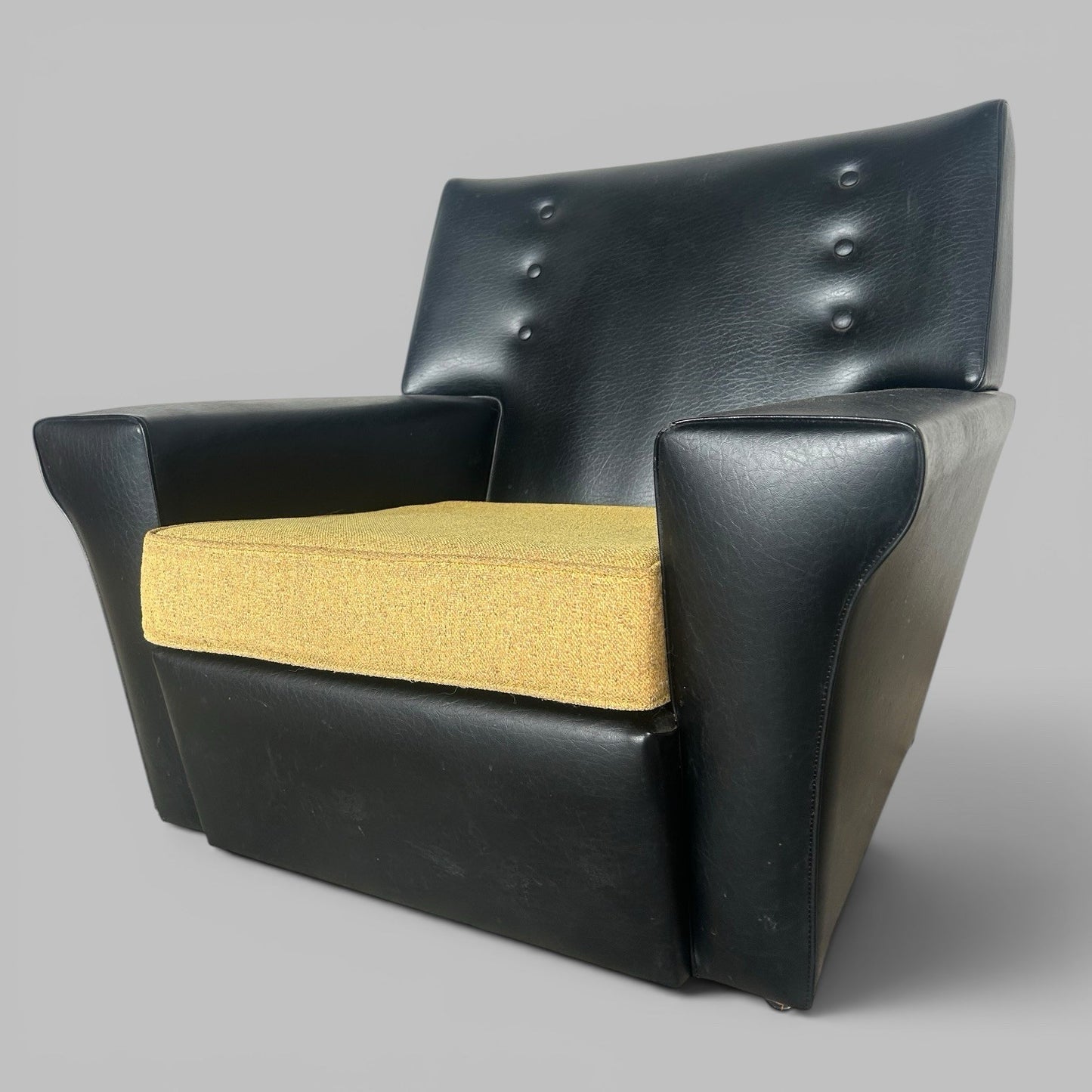 1960s Black Vinyl Lounge Armchair