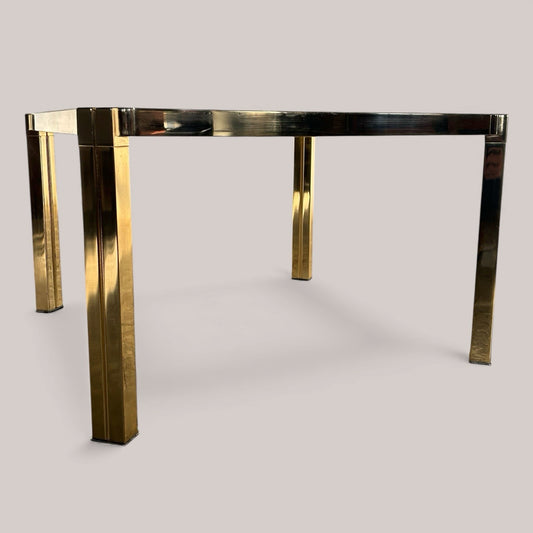 1970s Gold & Glass Hollywood Regency Coffee Table