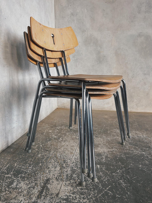mid century stacking chairs - set of 4