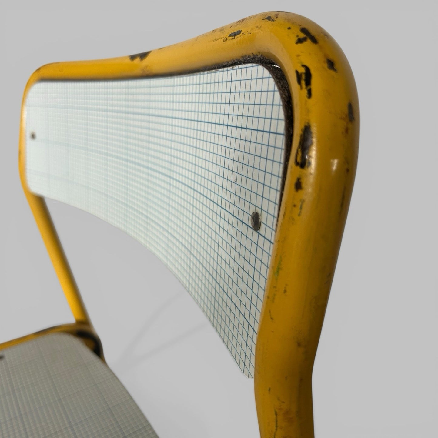 Yellow Tubular Steel Chair – Industrial School Chair with Formica Seat