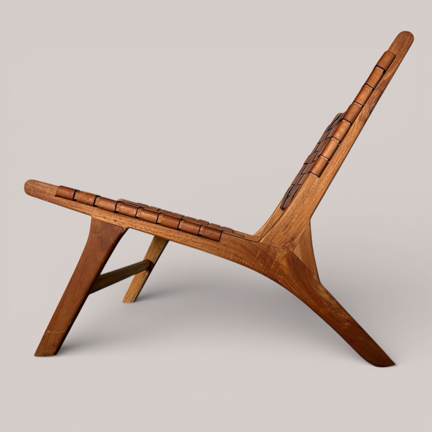 Scandinavian Style Woven Leather Lounge Chair