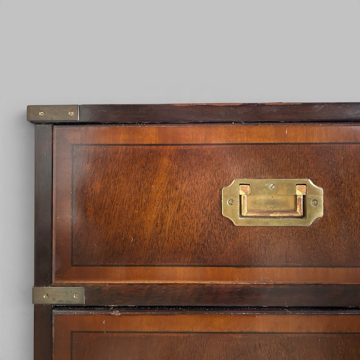 Campaign Style Mahogany Bedside Chest of Drawers