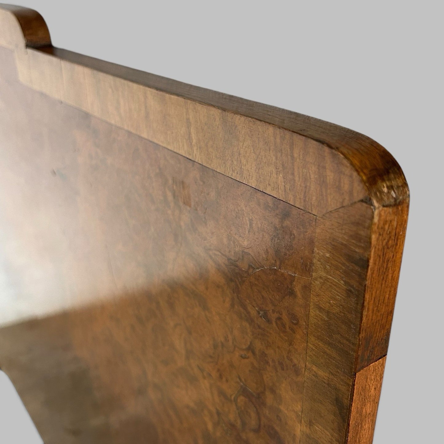 1930s Art Deco Burr Walnut Double Bed Headboard