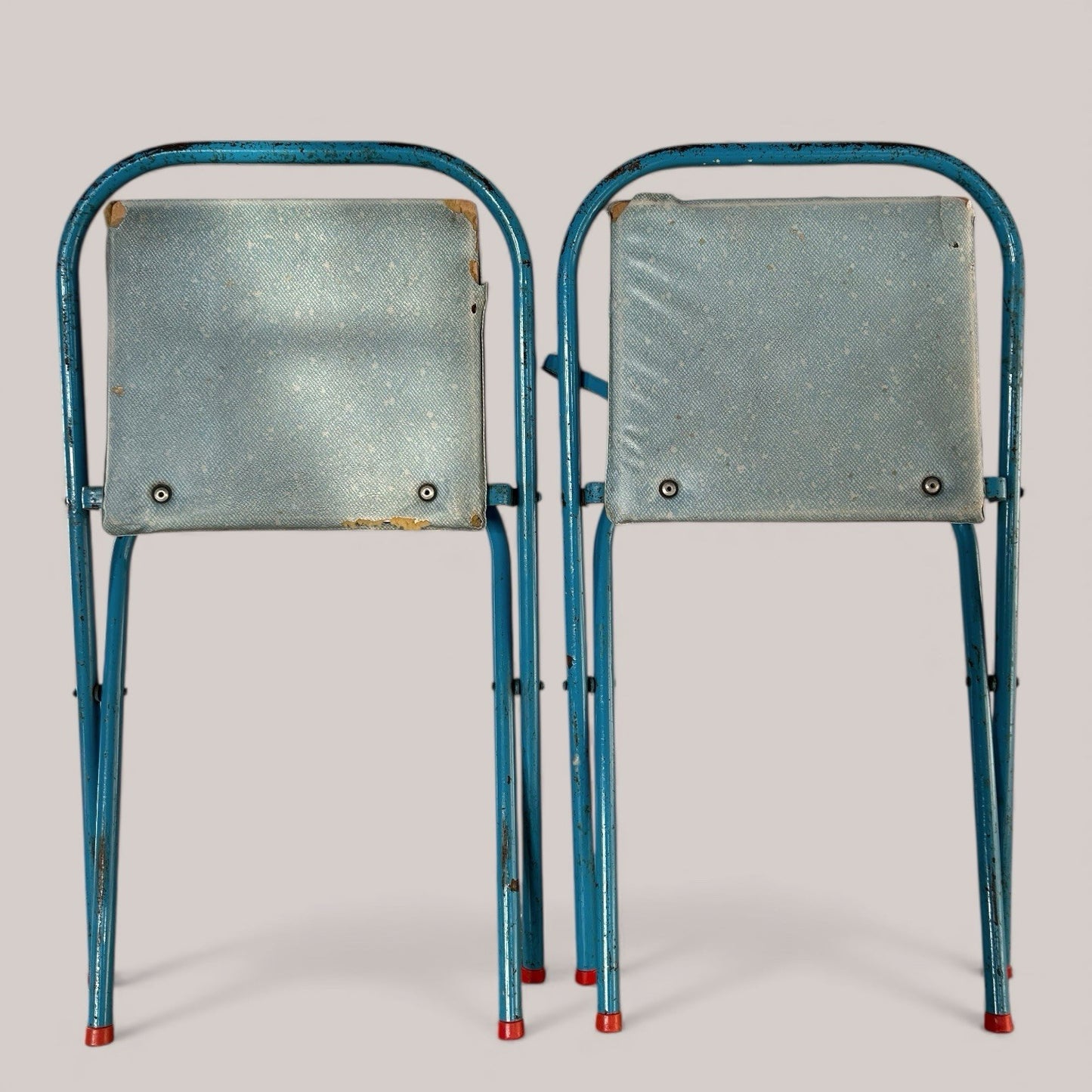 1960s Blue Metal & Pine Children’s School Desk Set