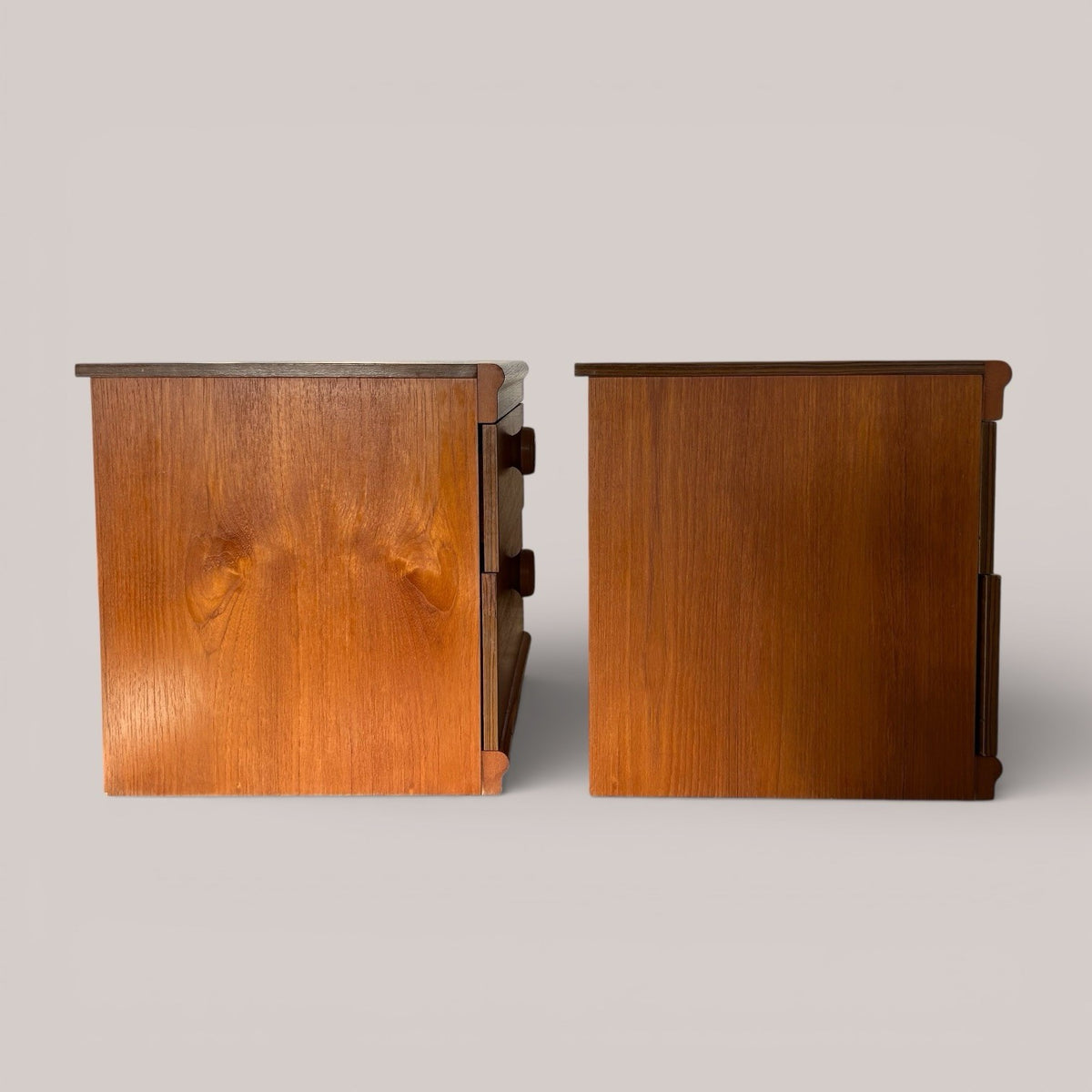 Pair of 1960s Consort Teak Bedside Tables – Mid Century Two Drawer Cabinets