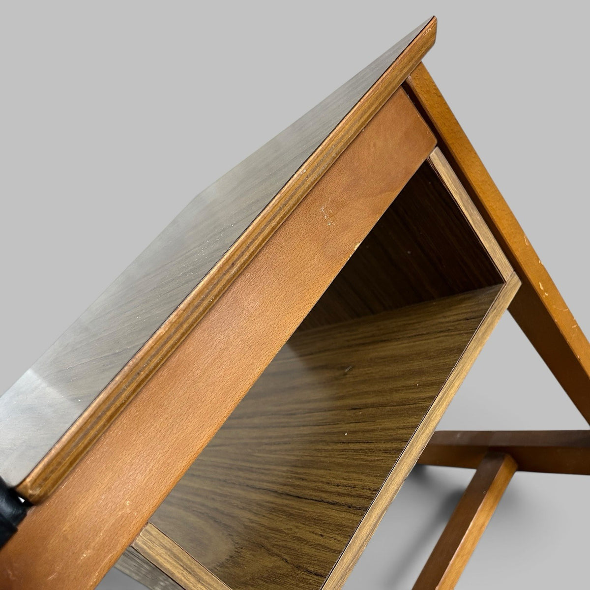 1960s Formica Telephone Table / hall bench with Black Vinyl Seat