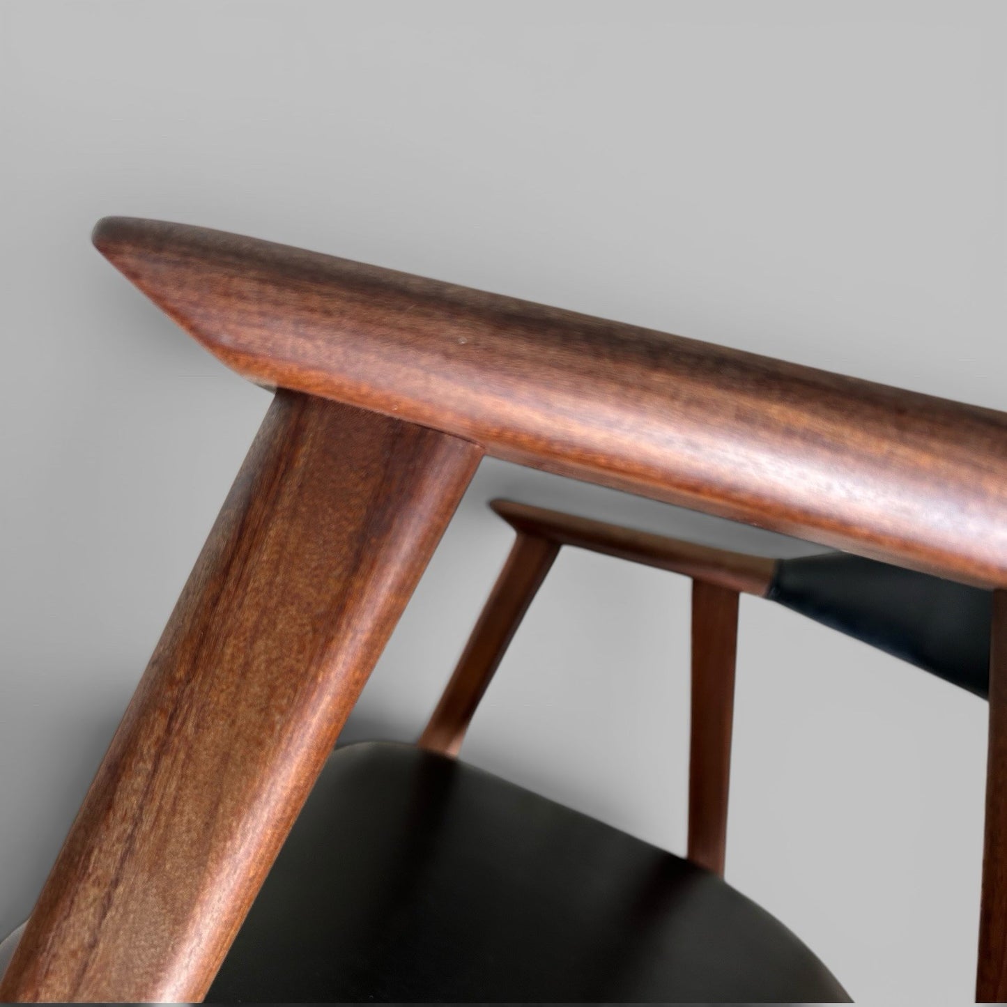 Set of Four Danish Style Solid Teak Cowhorn Dining Chairs