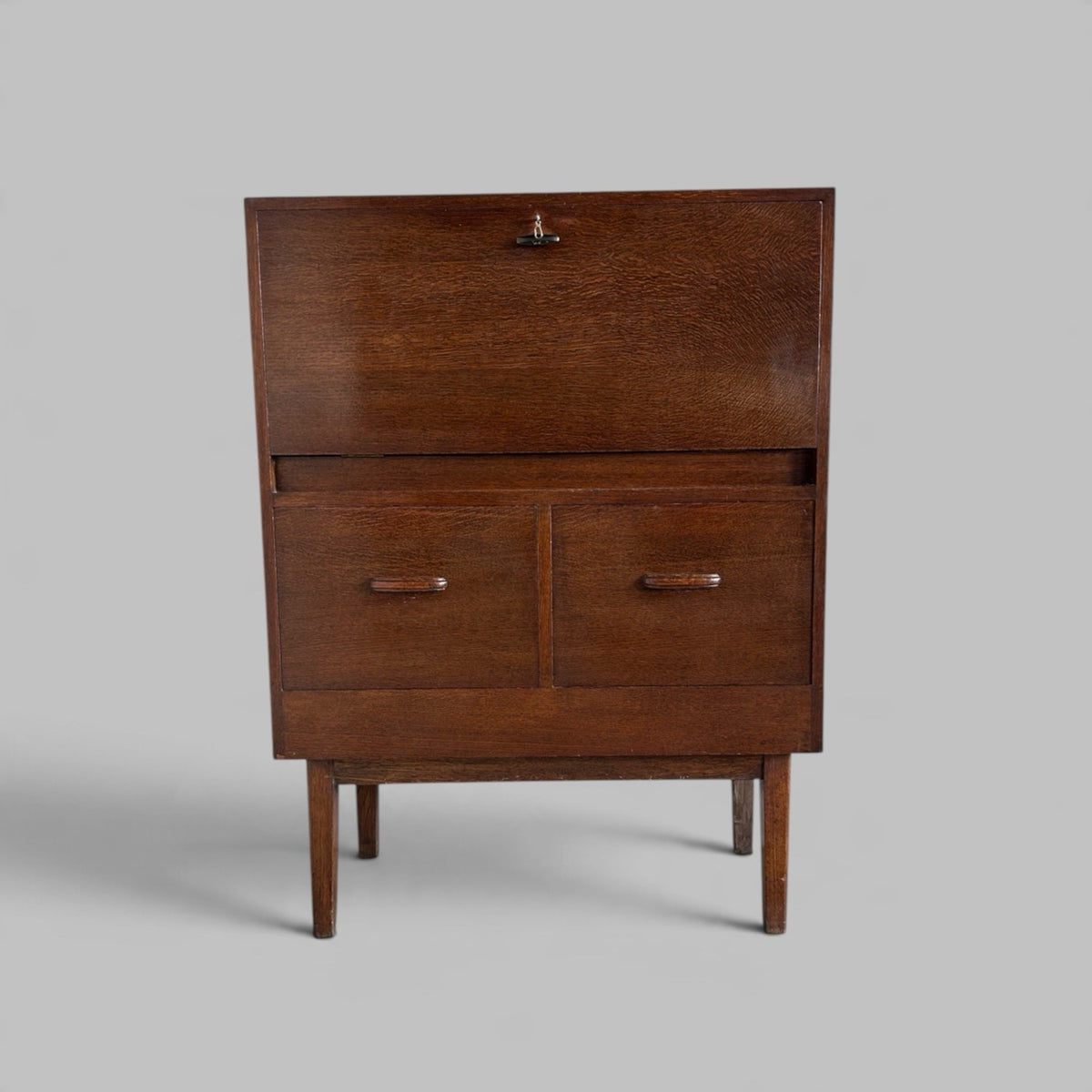 Mid Century Style Oak Bureau / Drinks Cabinet